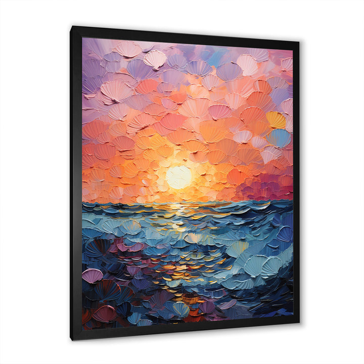 Coastal Harmony Dreamscape Sunset - Seashell Canvas Wall Art