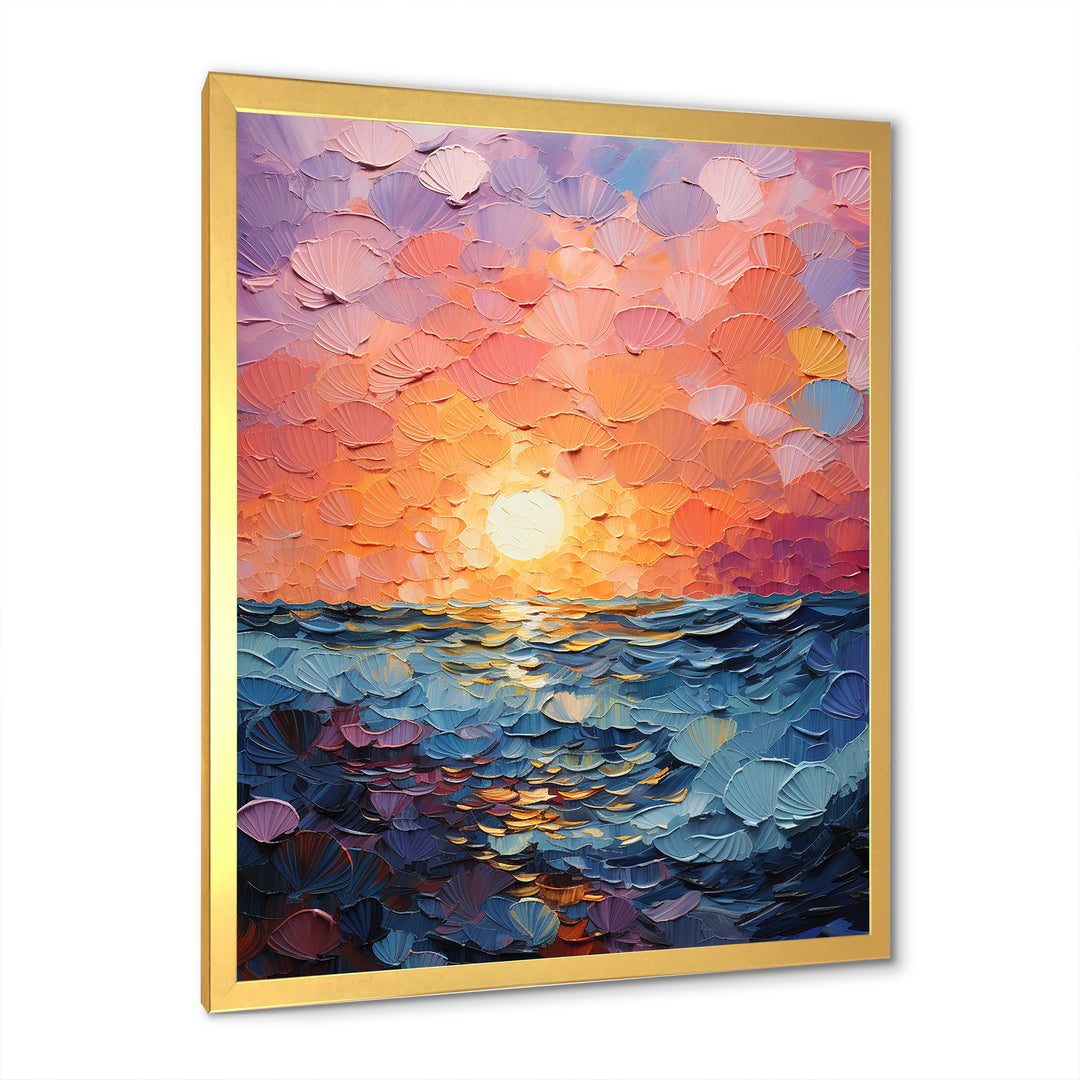 Coastal Harmony Dreamscape Sunset - Seashell Canvas Wall Art