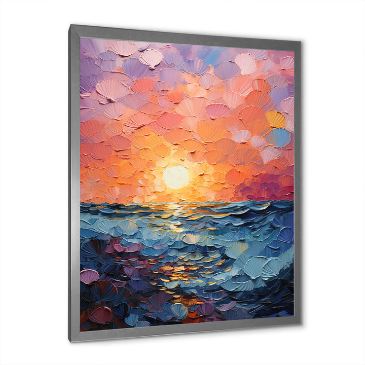 Coastal Harmony Dreamscape Sunset - Seashell Canvas Wall Art