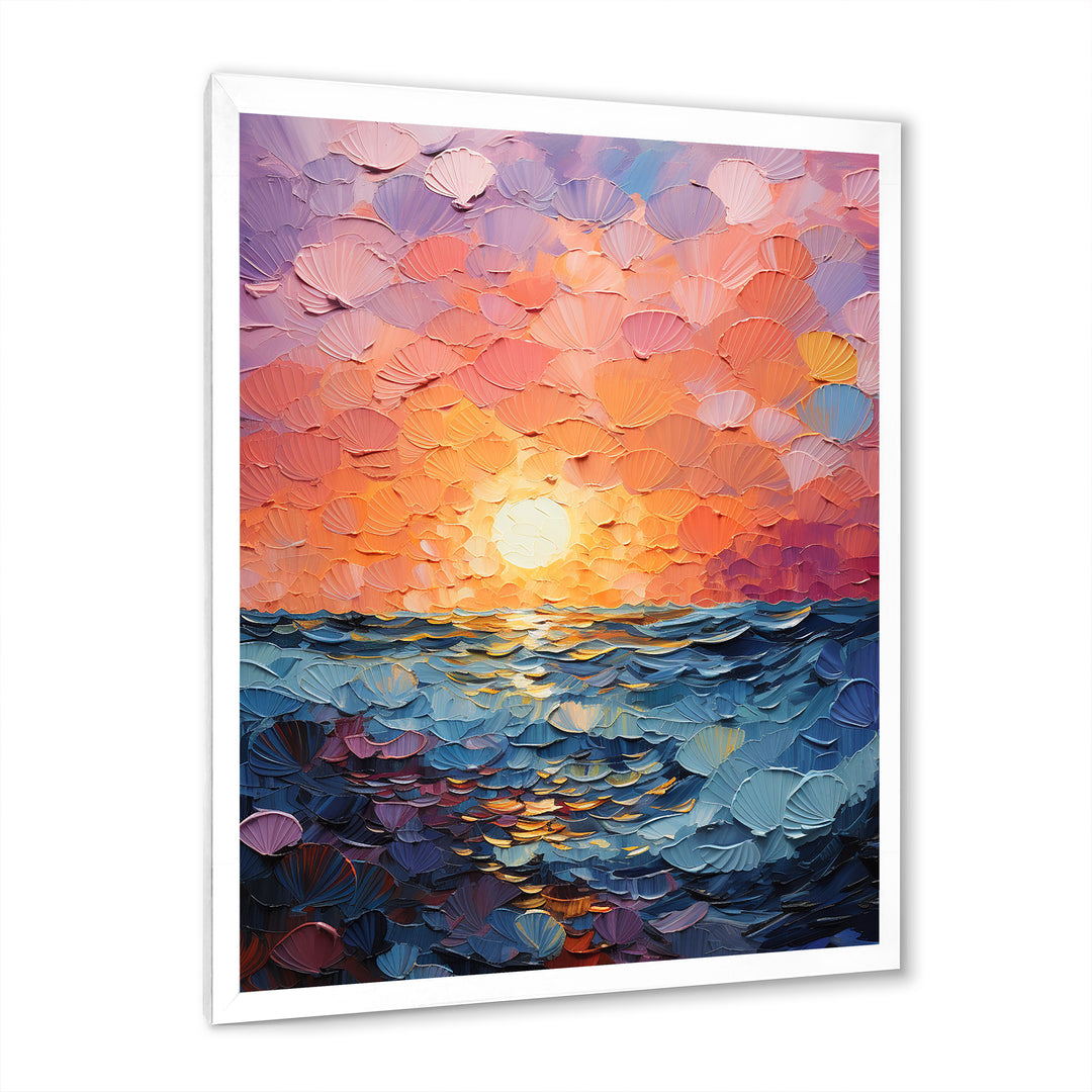 Coastal Harmony Dreamscape Sunset - Seashell Canvas Wall Art