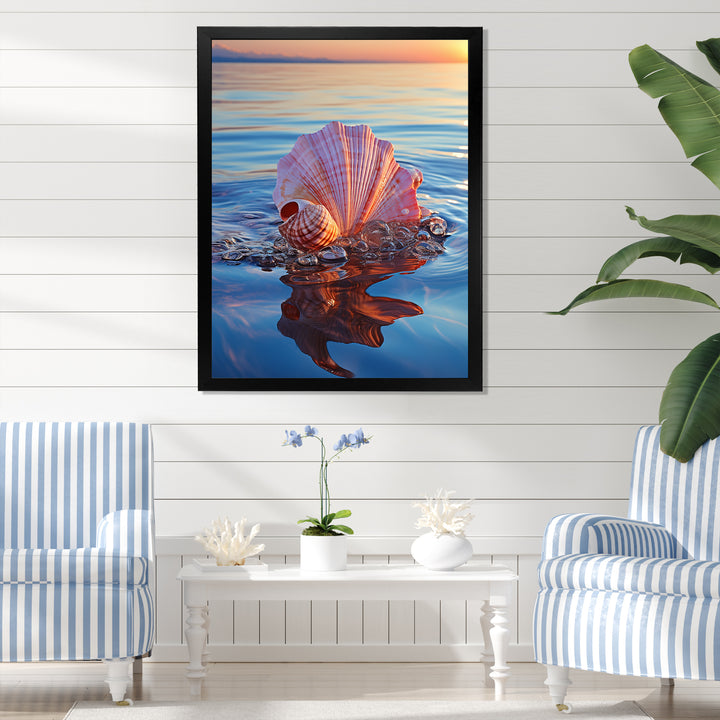Seashell Oceanic Elegance At Sunset - Seashell Wall Art Prints