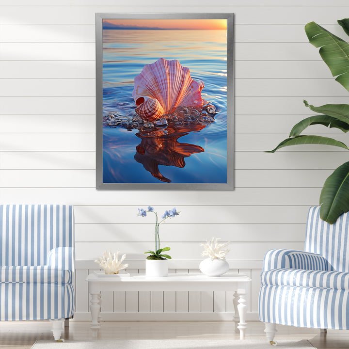 Seashell Oceanic Elegance At Sunset - Seashell Wall Art Prints