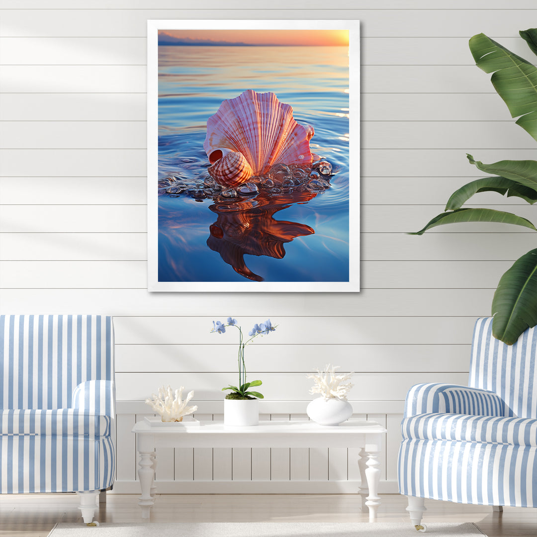 Seashell Oceanic Elegance At Sunset - Seashell Wall Art Prints
