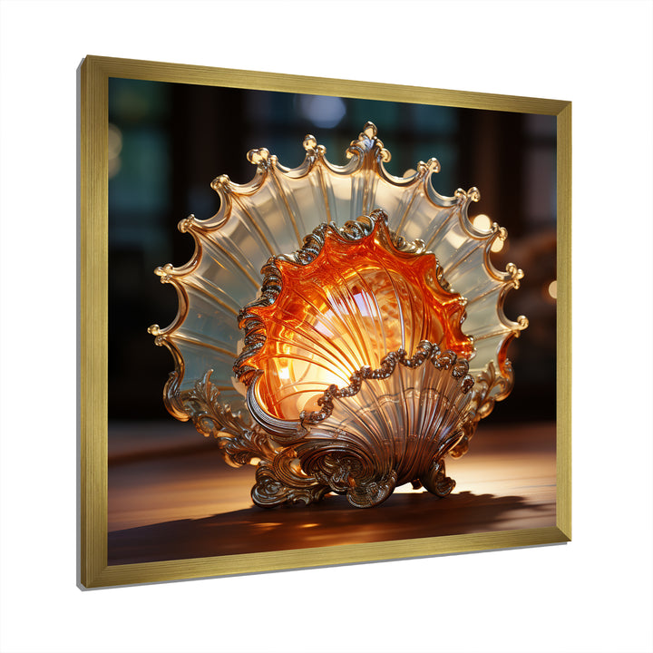 Magical Golden Seashell Relics - Beige Seashell Wall Art