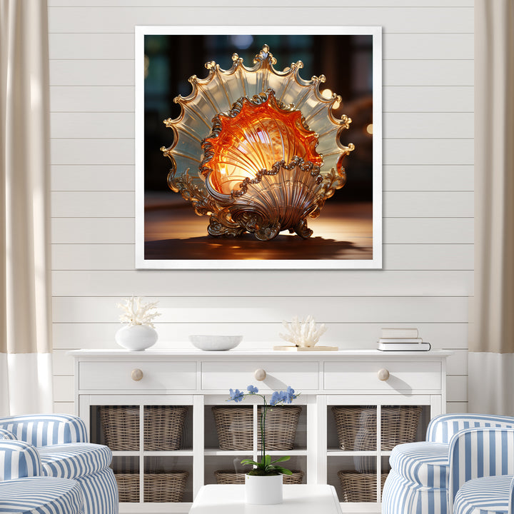 Magical Golden Seashell Relics - Beige Seashell Wall Art