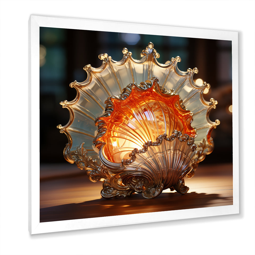 Magical Golden Seashell Relics - Beige Seashell Wall Art