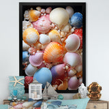 Seashells On Dreamy Tide - Seashell Framed Canvas Art