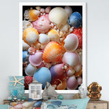 Seashells On Dreamy Tide - Seashell Framed Canvas Art