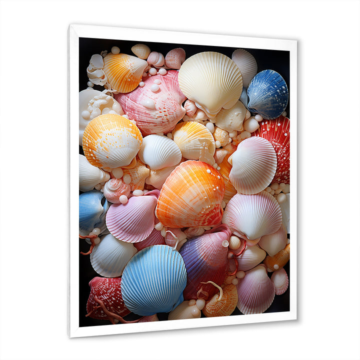 Seashells On Dreamy Tide - Seashell Framed Canvas Art