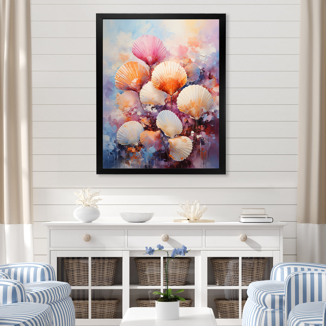 Multicolor Seashells Coastal Collage - Seashell Large Canvas Wall Art