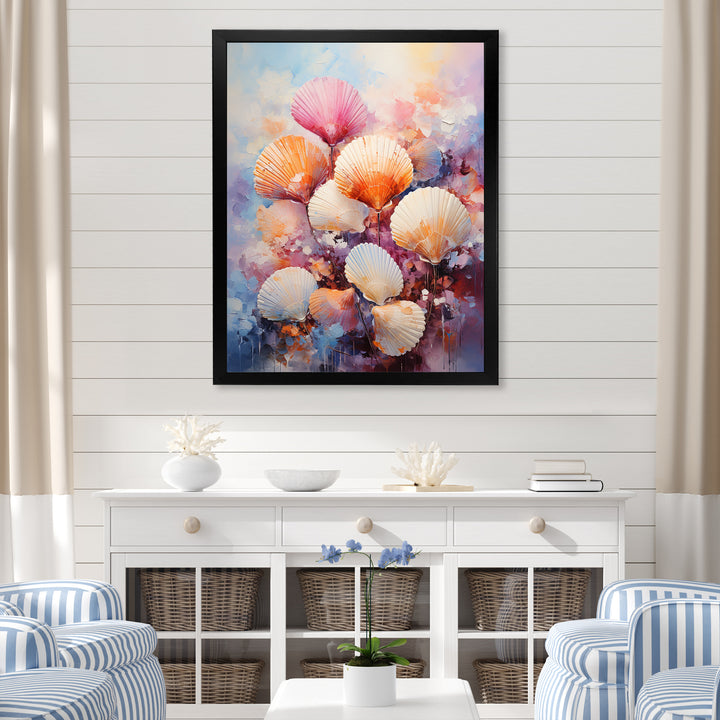 Multicolor Seashells Coastal Collage - Seashell Large Canvas Wall Art