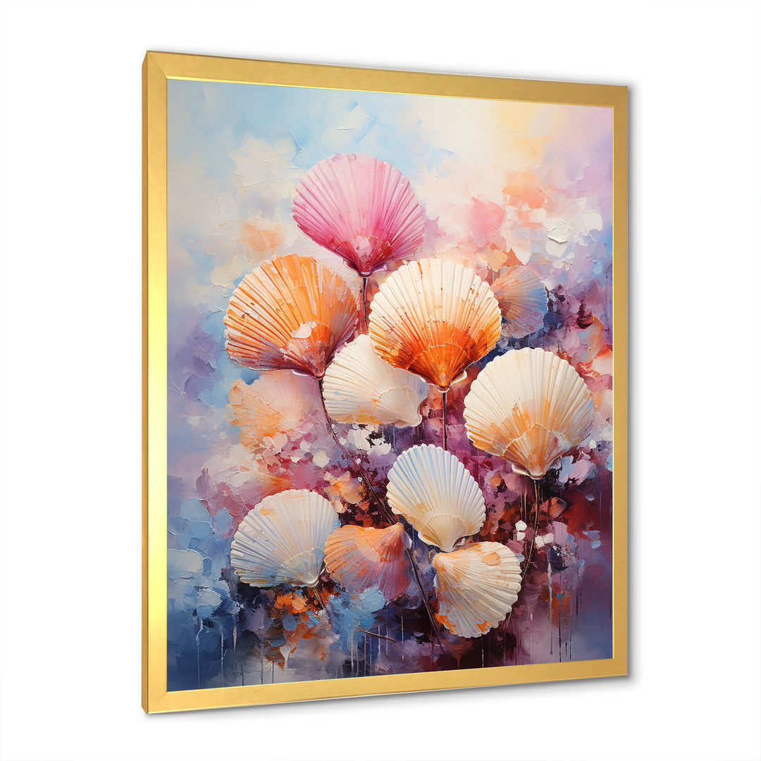 Multicolor Seashells Coastal Collage - Seashell Large Canvas Wall Art