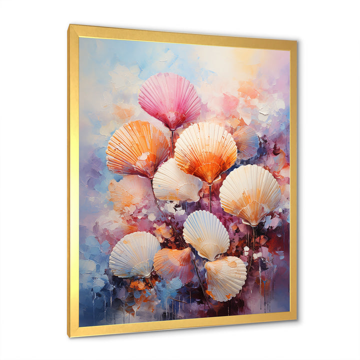 Multicolor Seashells Coastal Collage - Seashell Large Canvas Wall Art