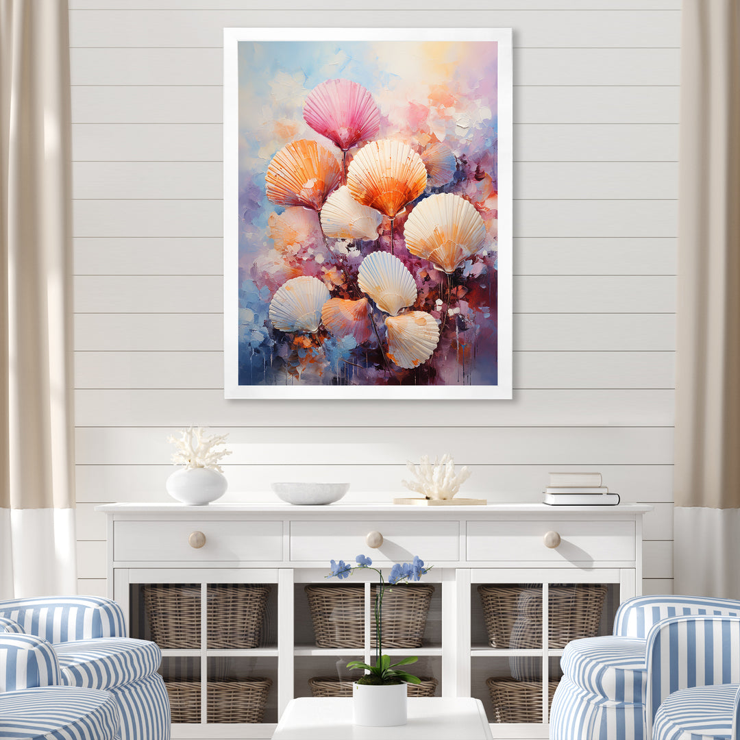 Multicolor Seashells Coastal Collage - Seashell Large Canvas Wall Art