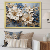 Beige And Blue Seasonal Flowers Composition - Floral Canvas Wall Art