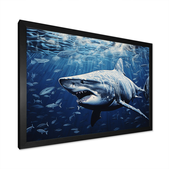 Bull Shark Depths Photography - Shark Framed Canvas Art