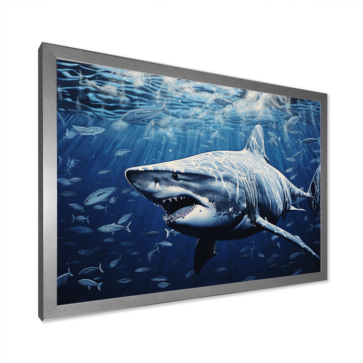 Bull Shark Depths Photography - Shark Framed Canvas Art