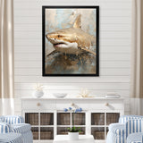 Minimalism Shark Painting In Golden Beige - Shark Canvas Wall Art