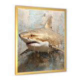 Minimalism Shark Painting In Golden Beige - Shark Canvas Wall Art