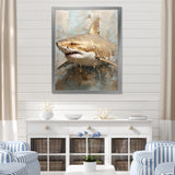 Minimalism Shark Painting In Golden Beige - Shark Canvas Wall Art