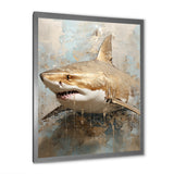 Minimalism Shark Painting In Golden Beige - Shark Canvas Wall Art