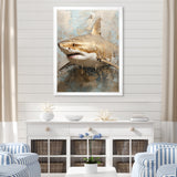 Minimalism Shark Painting In Golden Beige - Shark Canvas Wall Art