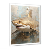Minimalism Shark Painting In Golden Beige - Shark Canvas Wall Art
