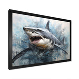 Minimalism Blue Shark Painting - Animals Canvas Wall Art