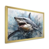 Minimalism Blue Shark Painting - Animals Canvas Wall Art