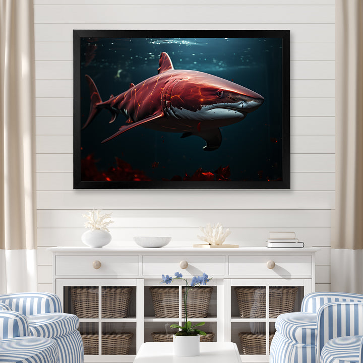 Oceans Red Ghost Shark Photography - Red Shark Wall Art