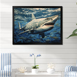 Shark Echo Painting - Shark Framed Canvas Art