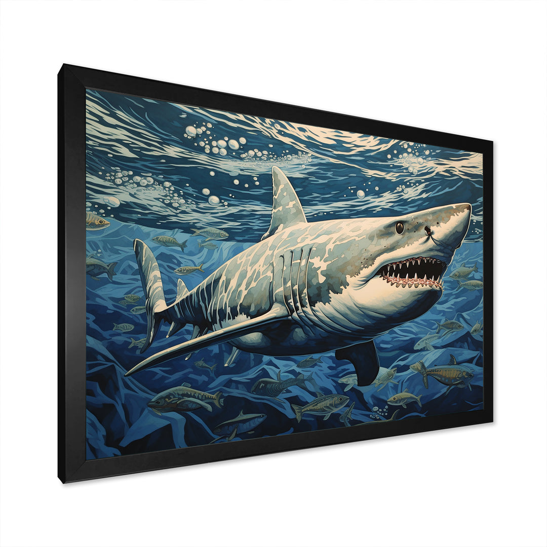 Shark Echo Painting - Shark Framed Canvas Art