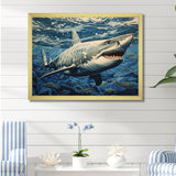 Shark Echo Painting - Shark Framed Canvas Art