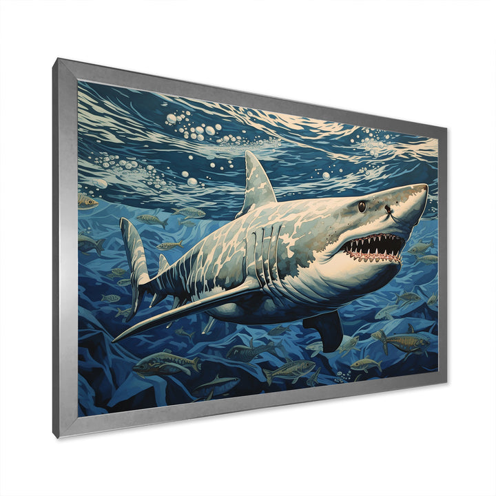 Shark Echo Painting - Shark Framed Canvas Art