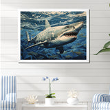 Shark Echo Painting - Shark Framed Canvas Art