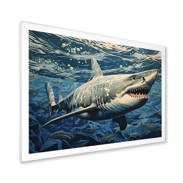 Shark Echo Painting - Shark Framed Canvas Art