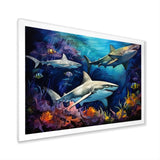 Shark Haven Under Water Painting - Shark Large Canvas Wall Art