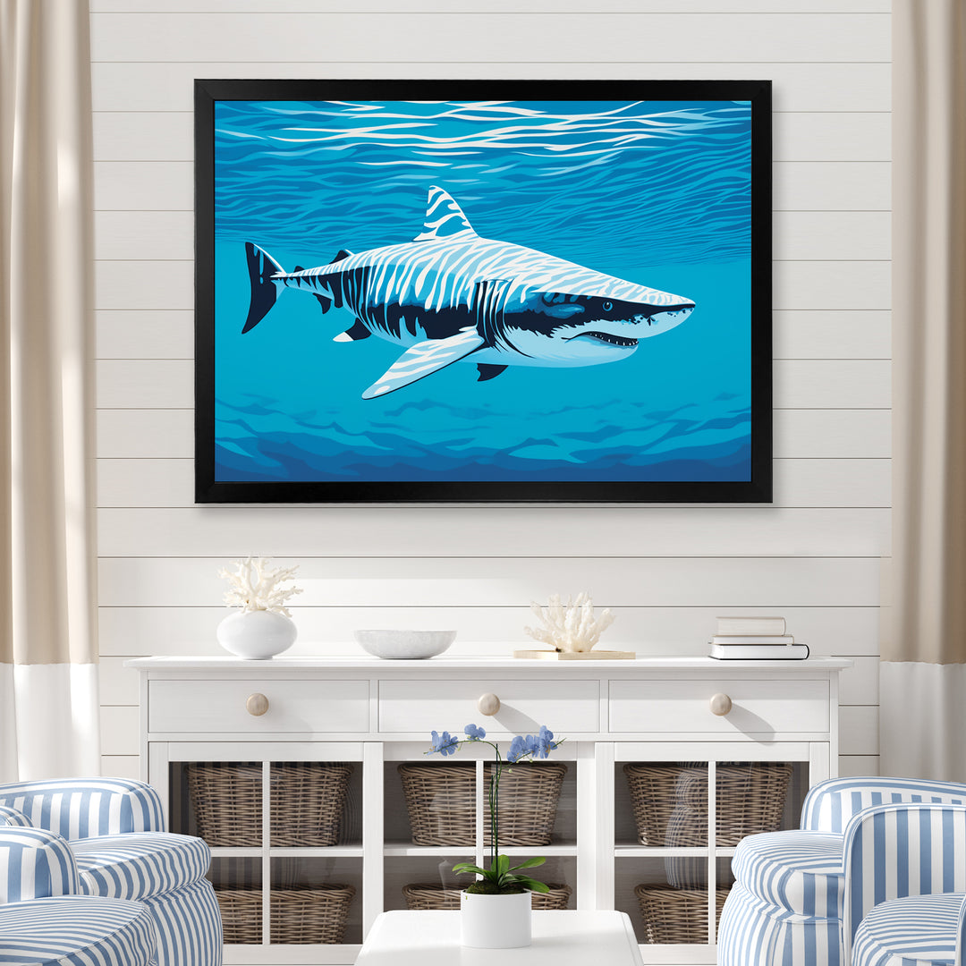 Tiger Shark Territory - Shark Living Room Wall Art