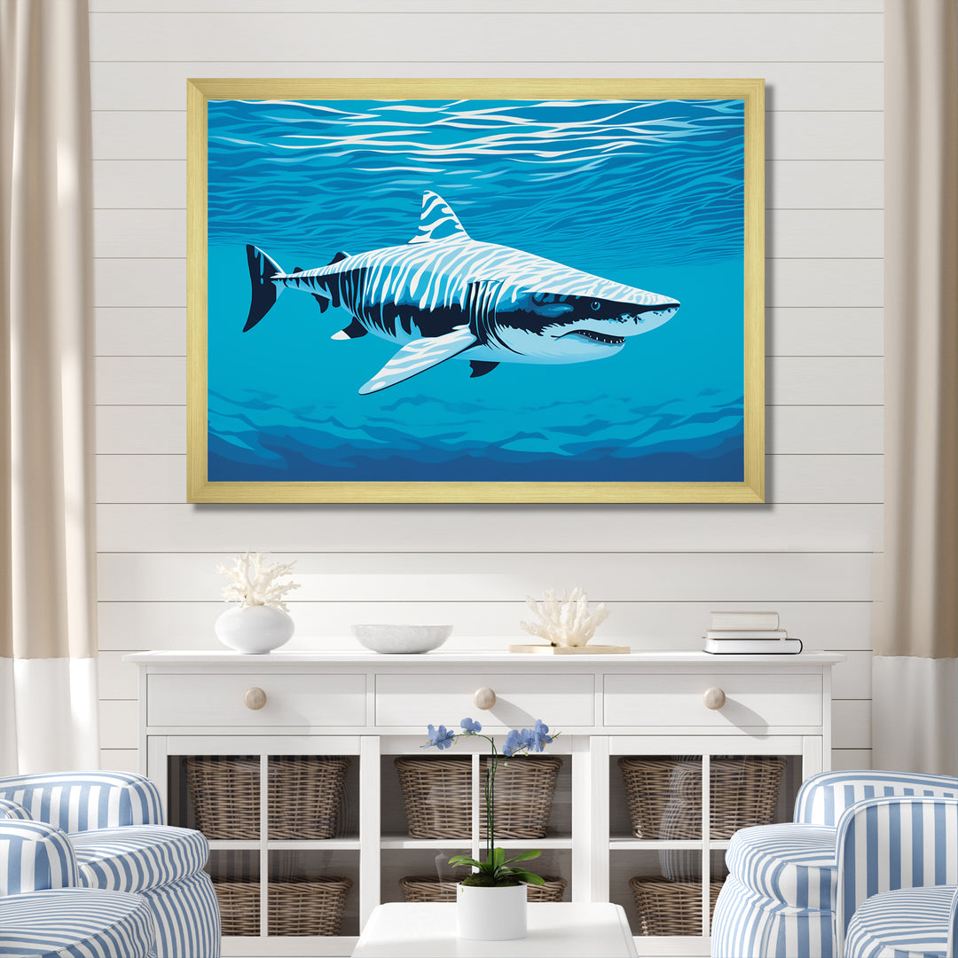 Tiger Shark Territory - Shark Living Room Wall Art