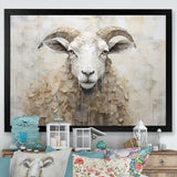 Cozy Beige Minimalism Sheep - Sheep Canvas Wall Art