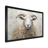 Cozy Beige Minimalism Sheep - Sheep Canvas Wall Art