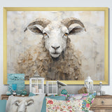 Cozy Beige Minimalism Sheep - Sheep Canvas Wall Art