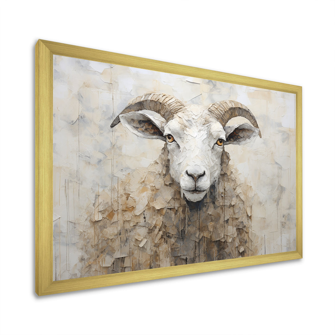Cozy Beige Minimalism Sheep - Sheep Canvas Wall Art