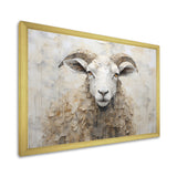 Cozy Beige Minimalism Sheep - Sheep Canvas Wall Art