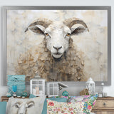 Cozy Beige Minimalism Sheep - Sheep Canvas Wall Art