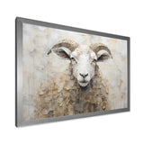 Cozy Beige Minimalism Sheep - Sheep Canvas Wall Art