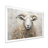 Cozy Beige Minimalism Sheep - Sheep Canvas Wall Art