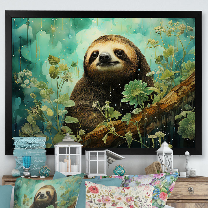 Sloth Jade Journey - Sloth Wall Art Prints