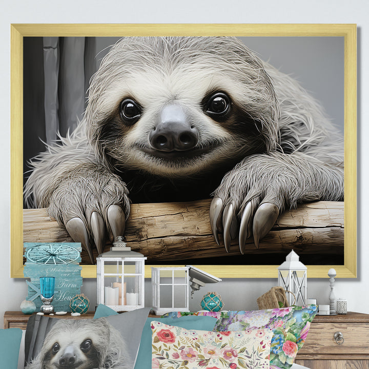 Mellow Sloth - Beige Sloth Wall Art