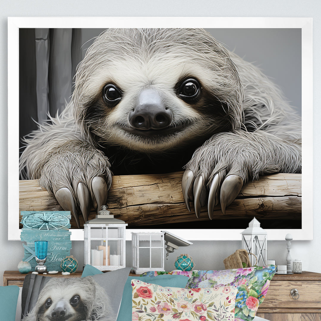 Mellow Sloth - Beige Sloth Wall Art
